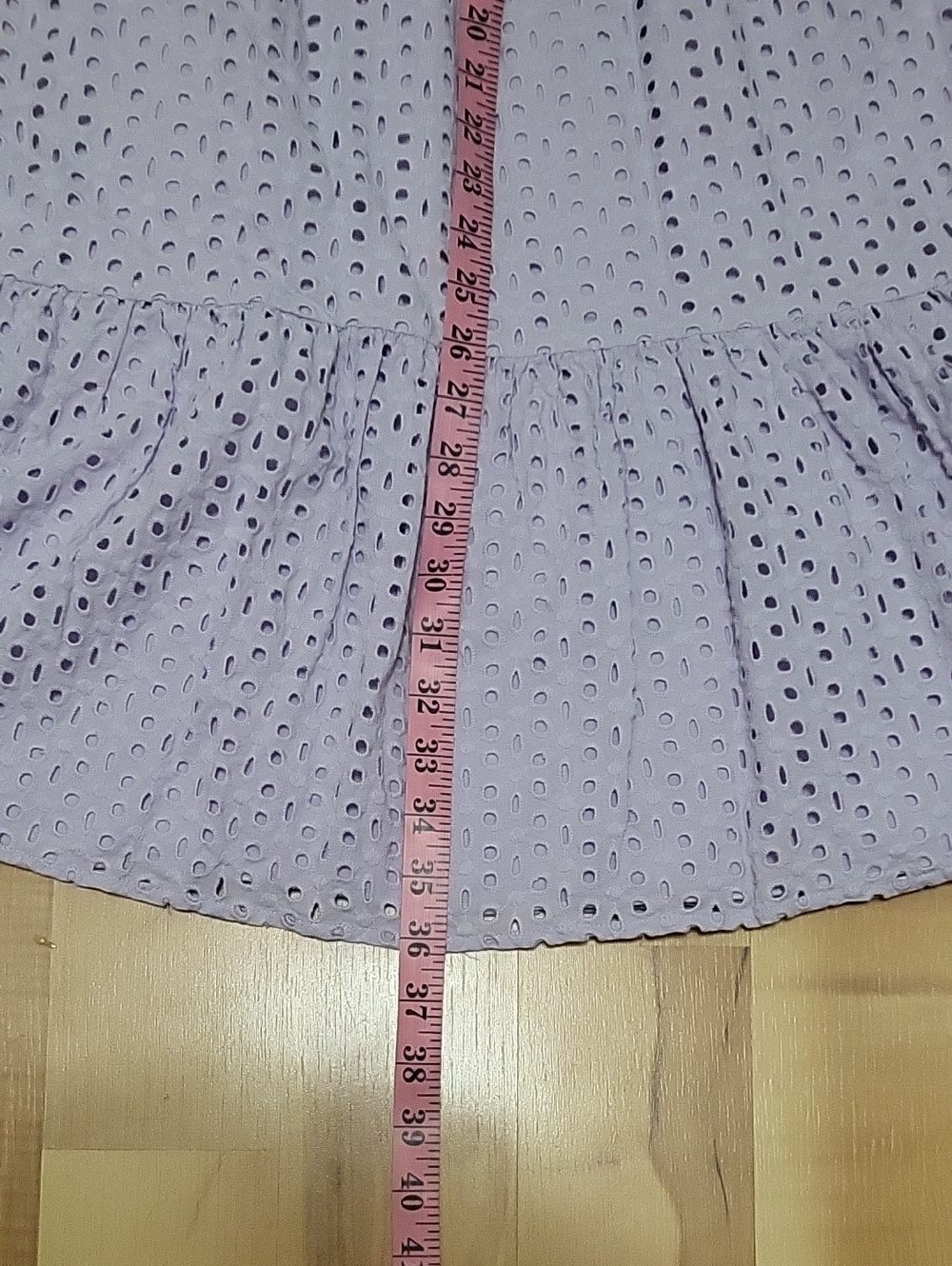 Koko & Mason Lavender Eyelet Maxi Dress Smocked Tie Straps Women's Size Small - Picture 13 of 13